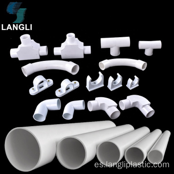 Accesorios de tubería de tubería blanca de plástico eléctrico de tamaños completos